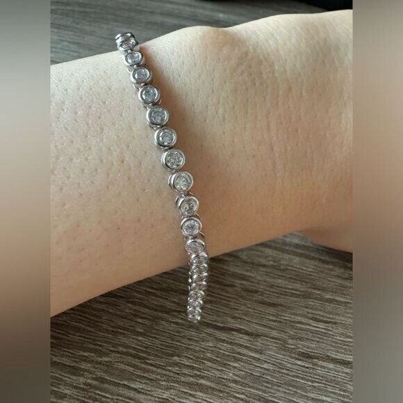 Bezel set tennis bracelet A1181 - Picture 6 of 6